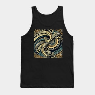 Maori pattern in black, yellow and teal Tank Top